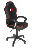 Кресло компьютерное TetChair «Шумми» (Shummy) (Искусств. чёрная кожа + чёрная ткань +крас. кант)