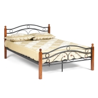 Кровать AT-803 Wood slat base дерево гевея/металл, 120*200 см (middle bed), красный дуб/черный (14010)