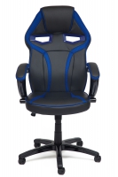 Кресло офисное TetChair «ДжетКар» (JetCar) (Искусств. чёрная кожа + синяя сетка)